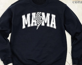 Sudadera con rayo para mamá, sudadera con capucha para el Día de la Madre, manga larga para mamá, camisetas para mamá primeriza, sudadera para mamá, camiseta de cumpleaños para mamá, camiseta a cuadros para mamá