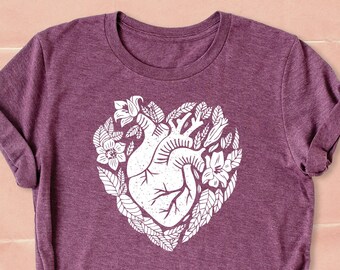 Floral Heart Shirt, Anatomical Heart Shirt, Floral Nurse Shirt, Trendy Heart Shirt, NICU Nurse Gift Shirt, Cardiology Shirt, Nurse Life Tee