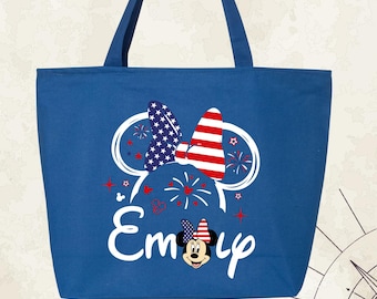 Independence Day Disney Family Trip Bag, Fourth of July Tote Bag, USA Flag American Bag, Disneyworld Bag, 4th of July Disney Vacation Bags