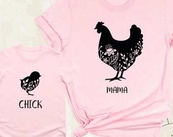 Mama Mini Matching Chicken Shirt, Mommy and Me Shirt, Mothers Day Tee, Custom Mama Shirt, Chick Tshirt, Mom Baby Shirt, New Mama Shirt