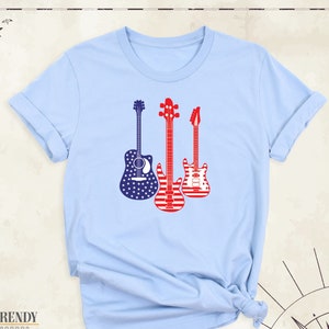 4th of July USA Flag Guitar Shirt, Red White and Blue Independence Day Music Tee, Fourth of July Freedom Shirt, Memorial Day Gift Shirt