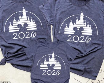 Disney 2026 Family Trip Shirt Custom Disneyworld Shirts, Matching Disney Crew Tee, Disneyland Vacation Group Tee, Disney Castle Outfit