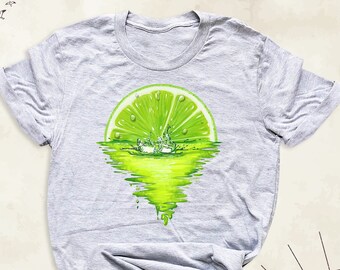 Lime Shirt, Summer Vacation Tee, Fruit Lover Shirt, Lime Slice Sunset Shirt, Beach Party Gift, Vegan Outfit, Tequila Lime Shirt, Fruit Tees
