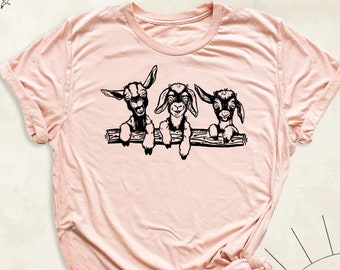 Farm Animal Cute Goat Tshirt, Farmer Girl Outfit, Goat Mom Shirt, Goat Lover Shirts, Farm Animal Shirt for Women, Animal Lover Tshirts