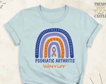Rainbow Psoriatic Arthritis Warrior Shirt, Lavender and Orange Ribbon Psoriatic Arthritis Awareness Tee, Chronic Illness Motivational Outfit