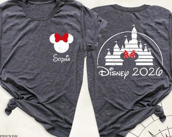 Custom Disney Vacation 2026 Shirt Disneyworld Family Shirts Two Sided Disney Tee, Disney Group Outfit, Disneyland Trip Tees, Disney Tshirts