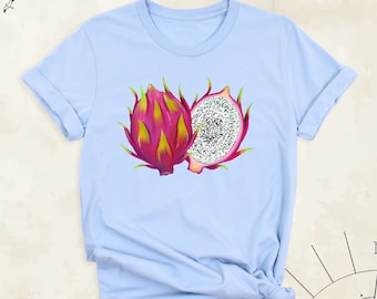 Dragon Fruit Shirt, Summer Vacation Beach Party Tee, Fruit Lover Tees, Vegan Tshirt, Pitaya Shirts, Tropical Hawaii Shirt, Exotic Fruit Tees