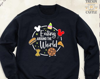Disney World Tour Sweatshirt, Disney Epcot Shirt, Disney Eating Around the World Tee, Disney Family Trip Hoodie, Disney Vacation Long Sleeve