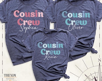 Custom Cousin Crew Shirt Family Matching Cousins Trip Tee, Personalized Name Cousins Vacation Tshirt, Cousin Squad Kids Outfit
