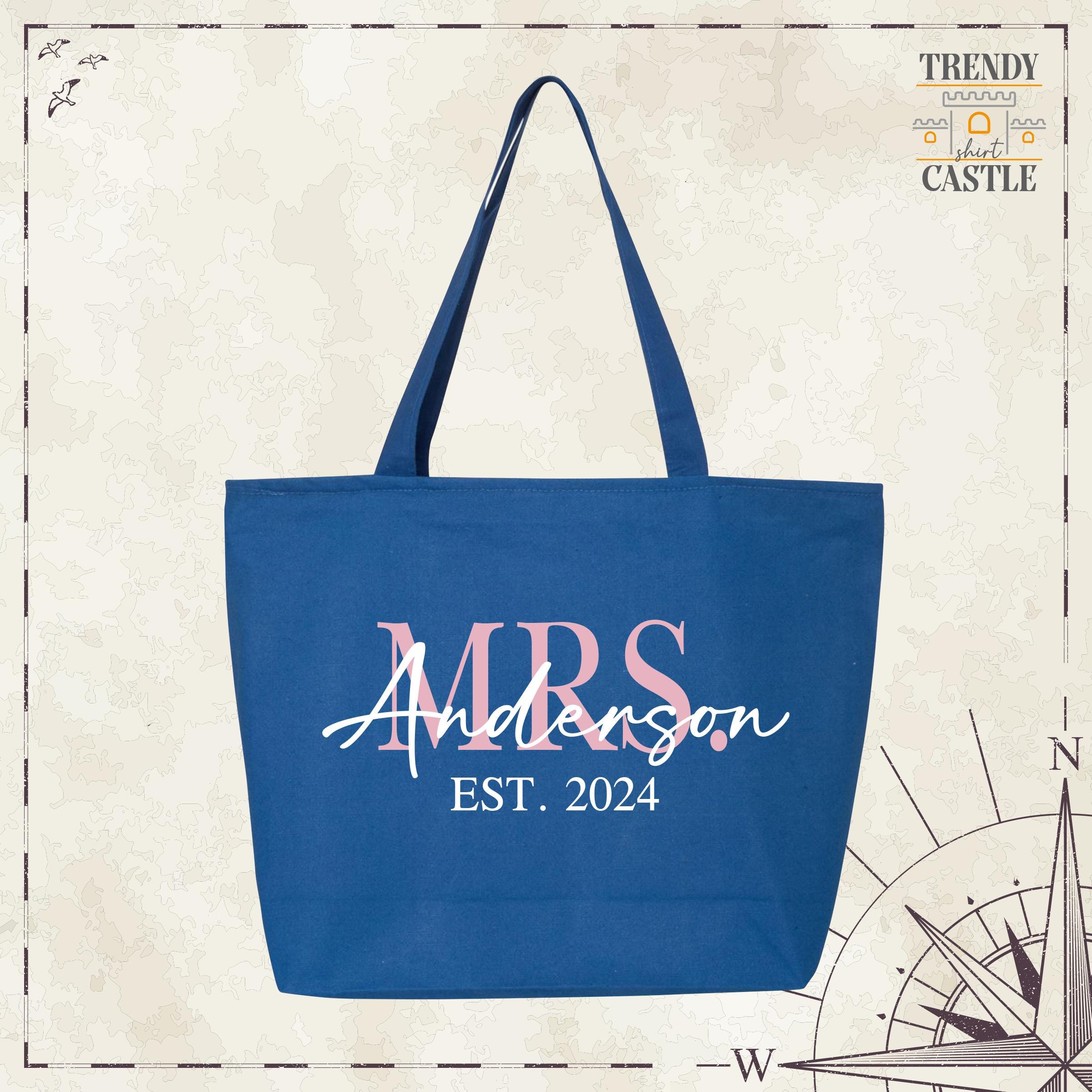 Custom Name Mrs Tote Bag Wedding Party Women Bag, Bridal Shower Bachelorette Bags, Personalized Future Mrs Canvas Tote Bag