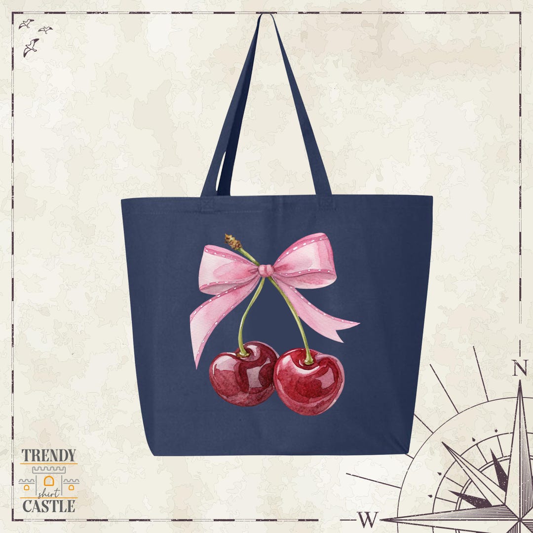 Cherry Pink Pattern Print Leather Tote Bag main image 1