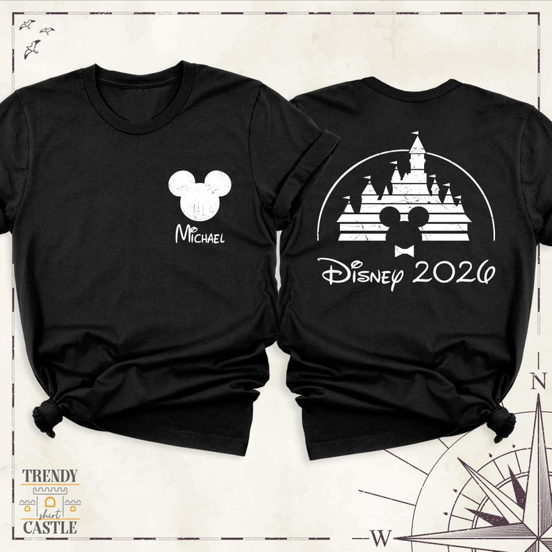 Custom Disney Vacation 2026 Shirt Disneyworld Family Shirts Two Sided Disney Tee, Disney Group Outfit, Disneyland Trip Tees, Disney Tshirts image 7