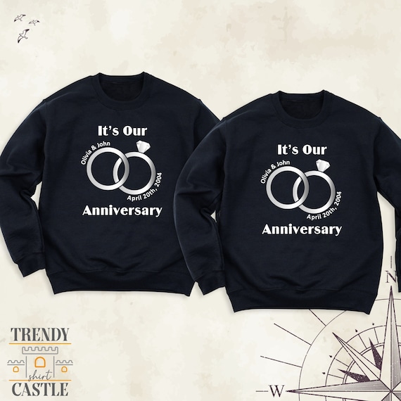 Its Our Anniversary Sweatshirt, Custom Anniversary Name and Date Shirt, Wife Husband Honeymoon Couple Hoodie, Anniversary Gift Long Sleeve