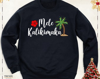 Mele Kalikimaka Tropical Christmas Long Sleeve, Hawaiian Island Beach Christmas Sweatshirt, Christmas Holiday Party Family Matching Hoodie