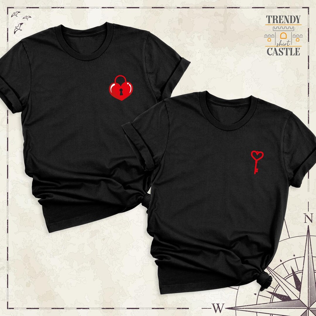 Heart Lock and Key Shirt, Valentines Day Shirt, Couple Matching Tee ...