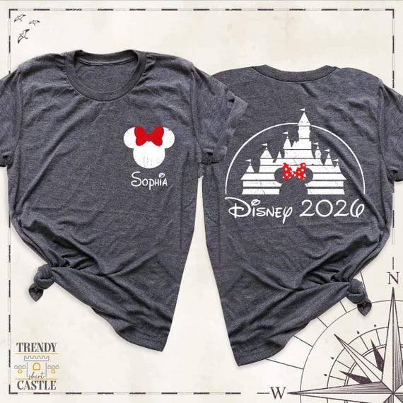 Custom Disney Vacation 2026 Shirt Disneyworld Family Shirts Two Sided Disney Tee, Disney Group Outfit, Disneyland Trip Tees, Disney Tshirts