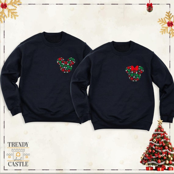Mickey Minnie Head Christmas Sweatshirt, Family Christmas Tee, Disney Pocket Hoodie, Disney Christmas Tee, Disneyworld Long Sleeve Tee