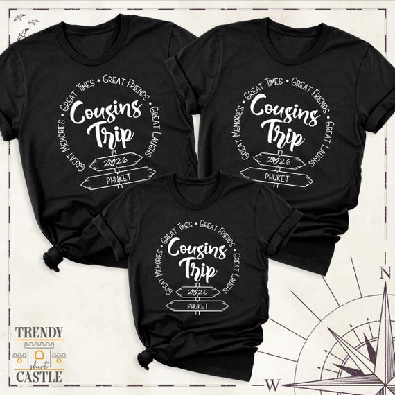 Cousins Trip 2026 Tee Shirt Custom Destination Cousin Vacay Tee, Summer Holiday Cousin Vacation Tees, Weekend Trip Group Travel Cousin Shirt