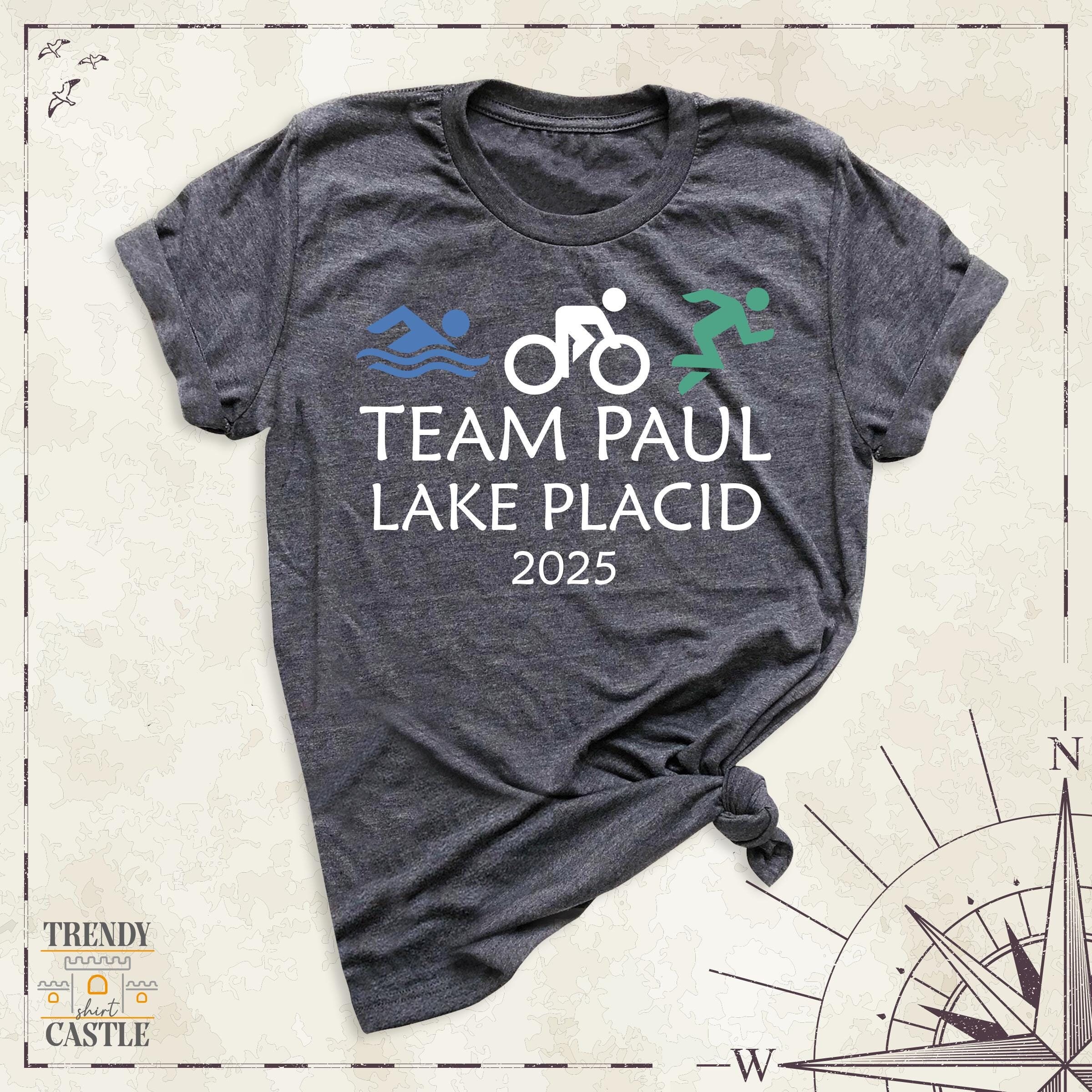 Custom Event Name Triathlon Shirt, Triathlon Lake Placid 2025 Tee, Swimming Biking Running Triathlon Tees, Sports Mom Shirt, Triathlete Gift