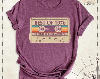 Vintage Cassette 50th Birthday Shirt Best of 1976 Tee, Mothers Day Retro 1976 Tshirt, Turn 50 Outfit Birthday Party Shirt, Hello 50 Outfit