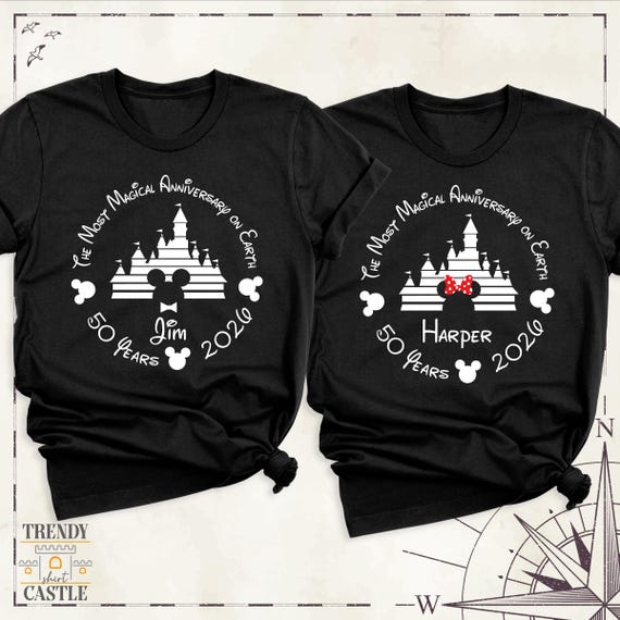 Disney Anniversary Trip Custom Wedding Shirt, Family Matching Disneyworld Shirts, Disneyland Vacation Wife Husband Couple Tshirt