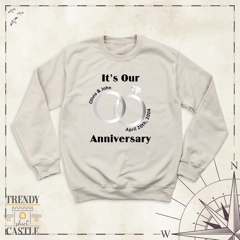 Its Our Anniversary Sweatshirt, Custom Anniversary Name and Date Shirt, Wife Husband Honeymoon Couple Hoodie, Anniversary Gift Long Sleeve bild 10