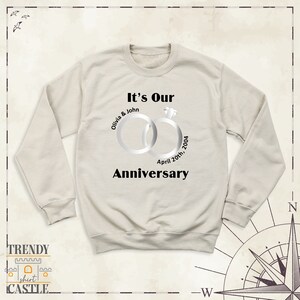 Its Our Anniversary Sweatshirt, Custom Anniversary Name and Date Shirt, Wife Husband Honeymoon Couple Hoodie, Anniversary Gift Long Sleeve bild 7