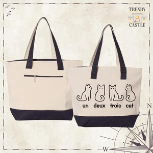 Cat Tote Bag, French Teacher Bag, Cat Lover Gift Bag, French Women Bag, Cat Mom Tote Bag, Cat Bags, Cat Owner Bag, Animal Lover Tote Bag image 6