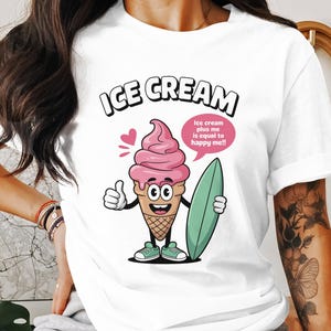Lustiges Eistüte T-Shirt, Eiscreme-Liebhaber-Shirt, Sommer-Vibes-T-Stück, niedliches Dessert-Grafik-T-Stück, glückliches Eis-T-Shirt Design