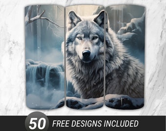 Wolf Tumbler Wrap PNG: 20oz Skinny Tumbler Sublimation Design (Digital Download)