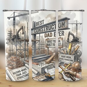 Diseño para vaso térmico "Papá Constructor" / Regalo del Día del Padre para Papá Constructor / Diseño digital de 20 oz para vasos rectos y cónicos
