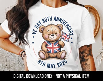 VEデーTシャツ、80周年記念、かわいいクマのデザイン、ユニオン 
