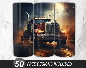 Diesel Truck 20oz Tumbler Wrap: Rustic Semi Truck PNG (Digital Download)