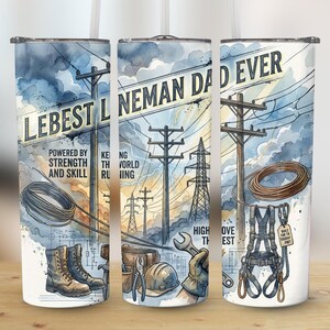 LEBEST Lineman Dad Ever Tumbler Wrap PNG | 20 oz, recht en taps toelopend digitaal ontwerp voor utiliteitswerker, Vaderdag