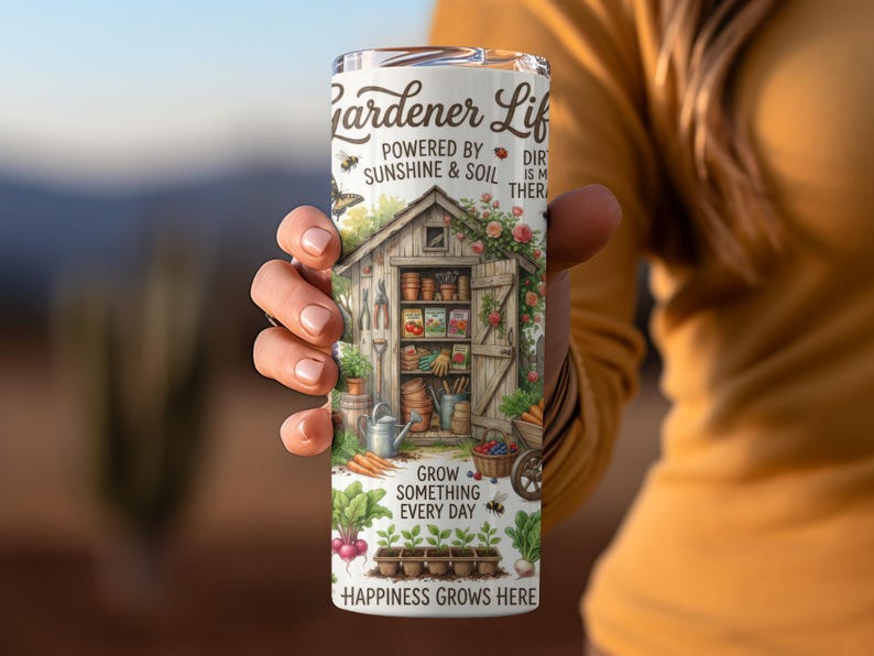 Gardener Life Themed Tumbler, Sunshine and Soil, Unique Gardening Gift, Insulated Drinkware