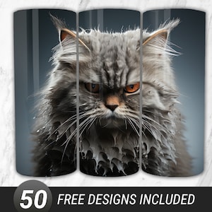 Grumpy Cat Tumbler Wrap, Cat 20oz Skinny Tumbler Sublimation Design, Cat Owner Tumbler Straight PNG Digital Download Cute Cat Design