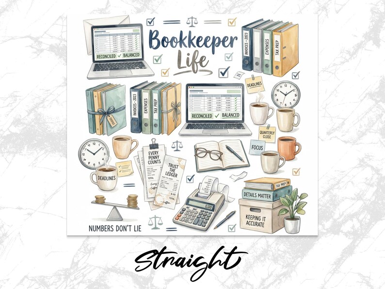 Bookkeeper Life Digital Download, Accounting Clipart, 300 DPI High ...