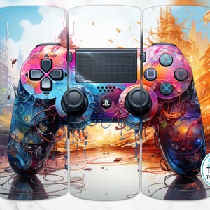 Gamer Tumbler Wrap: Video Game Controller 20 oz Skinny Sublimation PNG (Digital Download)