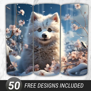 3D Husky Dog Tumbler 20oz Straight Sublimation, Husky Digital Download 20oz Skinny Tumbler Wrap PNG,  Siberian Husky Dog Mom