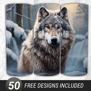 Wolf 20 oz Skinny Tumbler Sublimation Design, 20oz Skinny Tumbler, Wolf Designs for Straight Tumbler, Wolf Instant Digital Download PNG