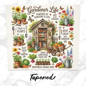 Gardener Life Vintage Poster, Garden Shed Wall Art, Sunflower Decor, Rustic Gardening Print, Gift for Gardeners, Botanical Illustration