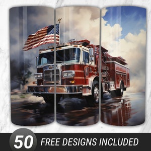 Fire Truck 20oz Tumbler Sublimation Design Diesel Trucker Tumbler Firefighter Tumbler Wrap Digital Download PNG