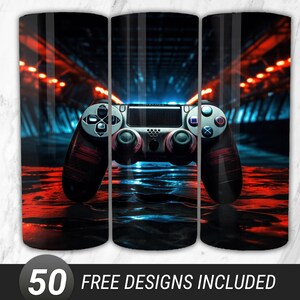 Video Game Controller Tumbler Wrap PNG, Gamer Tumbler Wrap  20oz Skinny Straight Tumbler Sublimation Design PNG