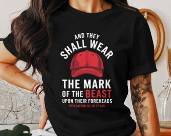 反トランプTシャツ、獣の刻印の赤い帽子、政治皮肉