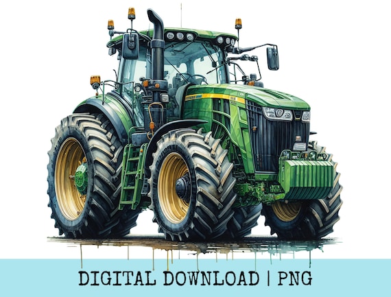 Green Tractor Digital Image, Farm Vehicle Png, High Resolution Clipart, 300DPI Transparent File, Farming Illustration, Instant Download