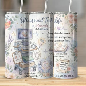 Ultraljudstekniker Life Tumbler Wrap, Digital Nedladdning, Medicinsk Design, Rak Avsmalnande, 300 DPI, Hälsovårdspresent, Sonografpresent