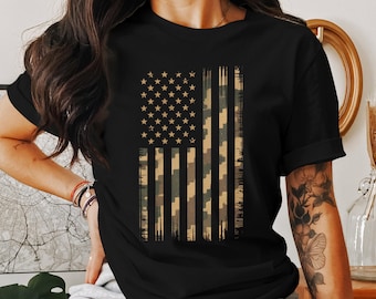 Camo USA Flag PNG: 4th of July T-Shirt Design (Digital Download)