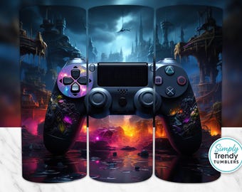 Video Game Controller Tumbler Wrap, Gamer Sublimation Design (PNG)