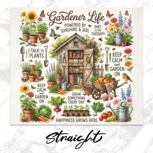 Gardener Life Vintage Poster, Garden Shed and Flowers, Sunshine and Soil, Home Decor Wall Art, Gift for Gardeners, Colorful Illustration