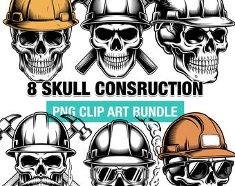 Skull Hard Hat PNG Bundle: Construction Worker Clipart (Commercial Use, Digital Download